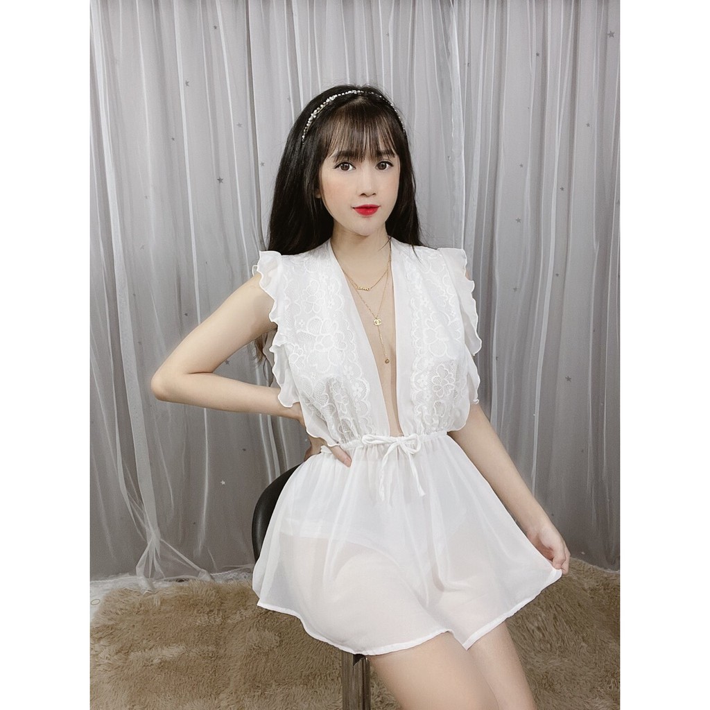 Váy ngủ voan sexy❣️FREESHI❣️Đầm ngủ sexy Voan cao cấp+ mút rời+ quần