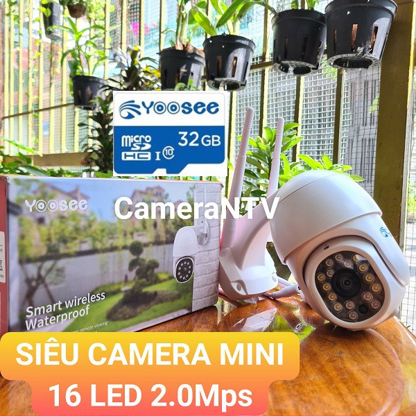 CAMERA IP WIFI PTZ YOOSEE MINI 16 LED HD1080 kèm thẻ nhớ Netac/Yoosee - Xoay 360 độ, chống nước | BigBuy360 - bigbuy360.vn