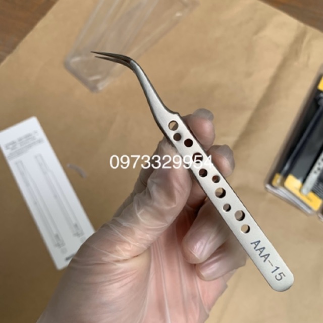 [Chính hãng] Nhíp lỗ gắp classic, nhíp tách nối mi cao cấp Tweezers lỗ (đầu cong)