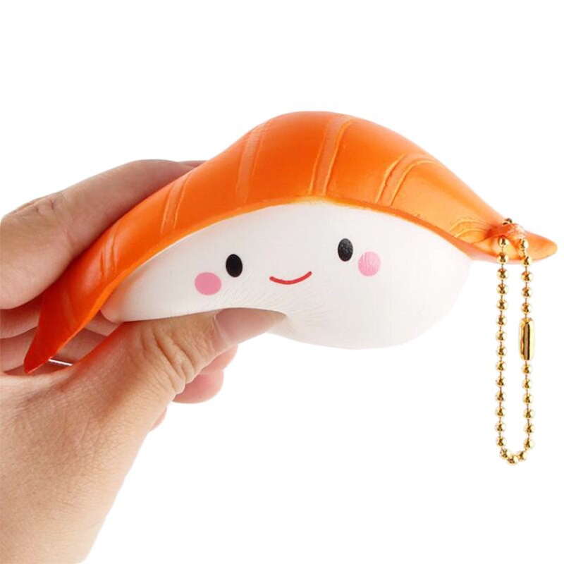 Dễ thương Squishy Cơm nắm Cá hồi Sushi Trẻ em Đồ chơi Chậm Tăng Mềm Giảm Căng thẳng Móc khóa Mặt dây chuyền Giải nén Bóp Bóp Đồ chơi Thần tài