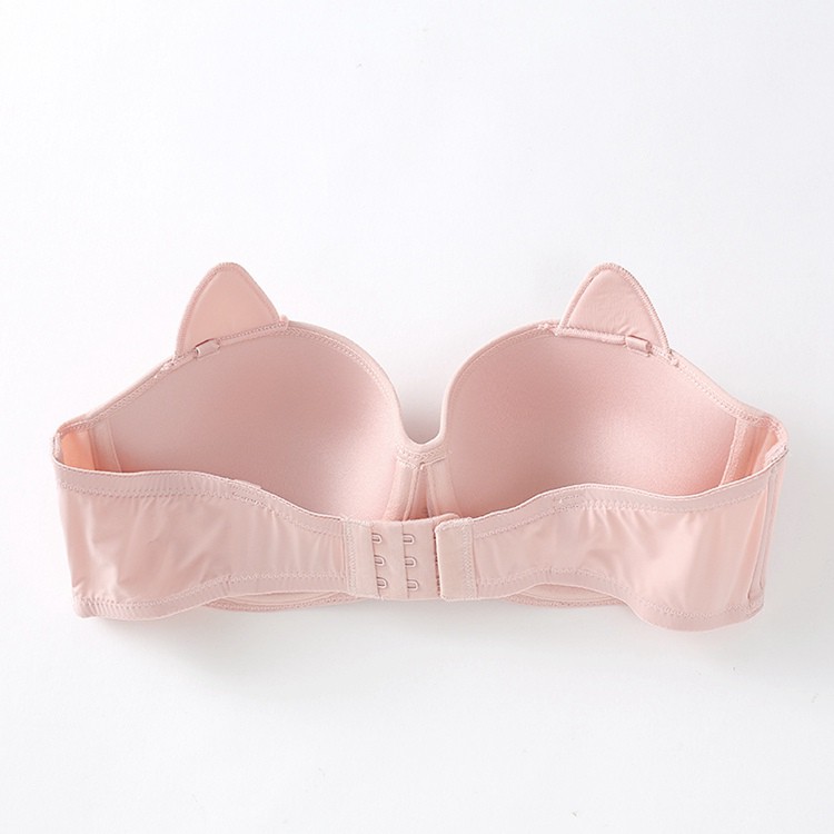 Áo Lót Lụa Có Gọng Đệm Mỏng Mềm Mịn Hình Mèo Dễ Thương B405