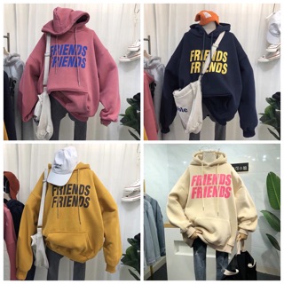 Áo hoodie vải nỉ lót bông dày dặn in Friend