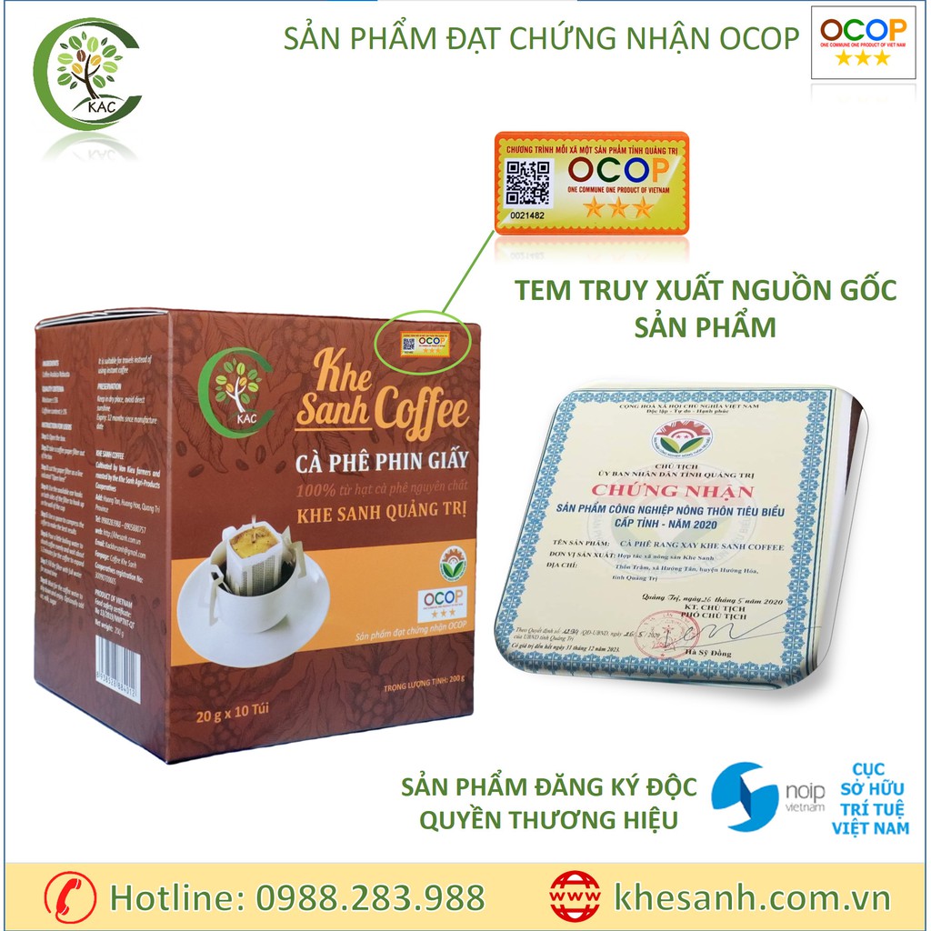 [Hộp 10 Túi lọc] Cà phê rang xay nguyên chất Khe Sanh (KAC) - Cà phê sạch 100% | BigBuy360 - bigbuy360.vn
