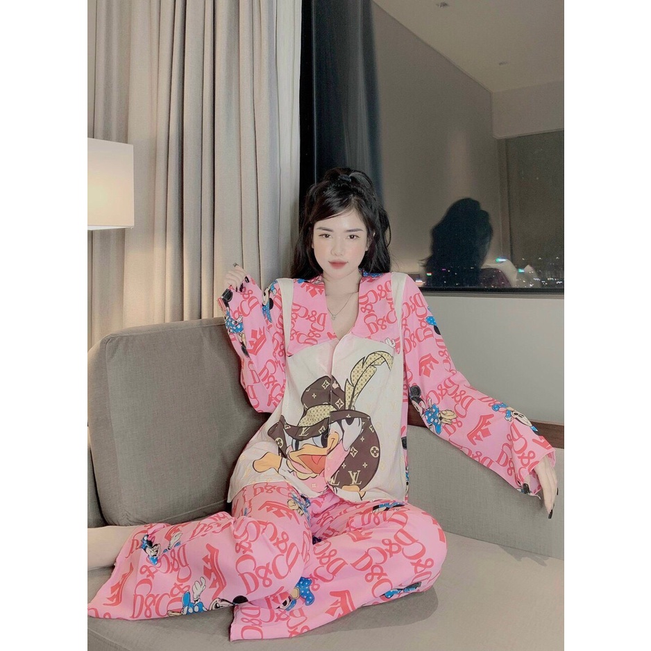 BỘ LỤA SATIN TAY CỘC-QUẦN DÀI SIÊU HOT KÈM ẢNH THẬT, PIJAMA
