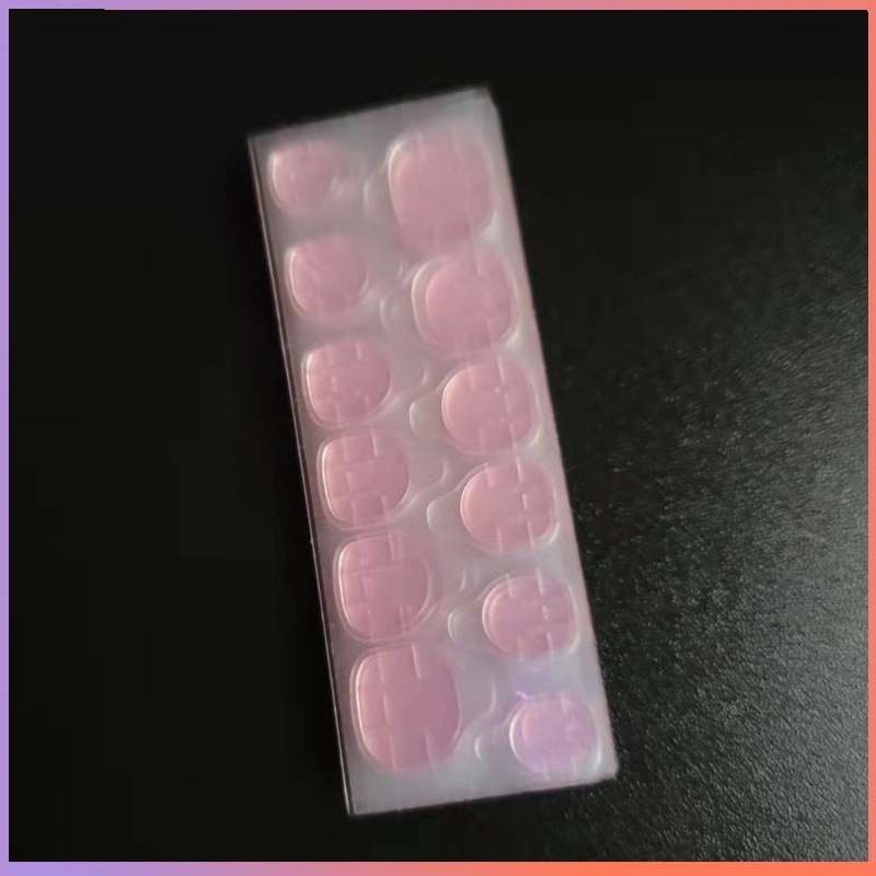 ( MD MÀU HỒNG ) Miếng keo dán móng giả bằng silicon màu hồng, loại 12 miếng dán