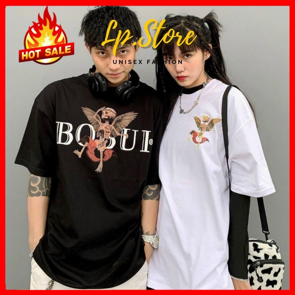 Áo Thun Tay Lỡ Unisex - Áo Thun Nam Nữ Form Rộng BOBUI 2 Màu Siêu Hot - LP.STORE