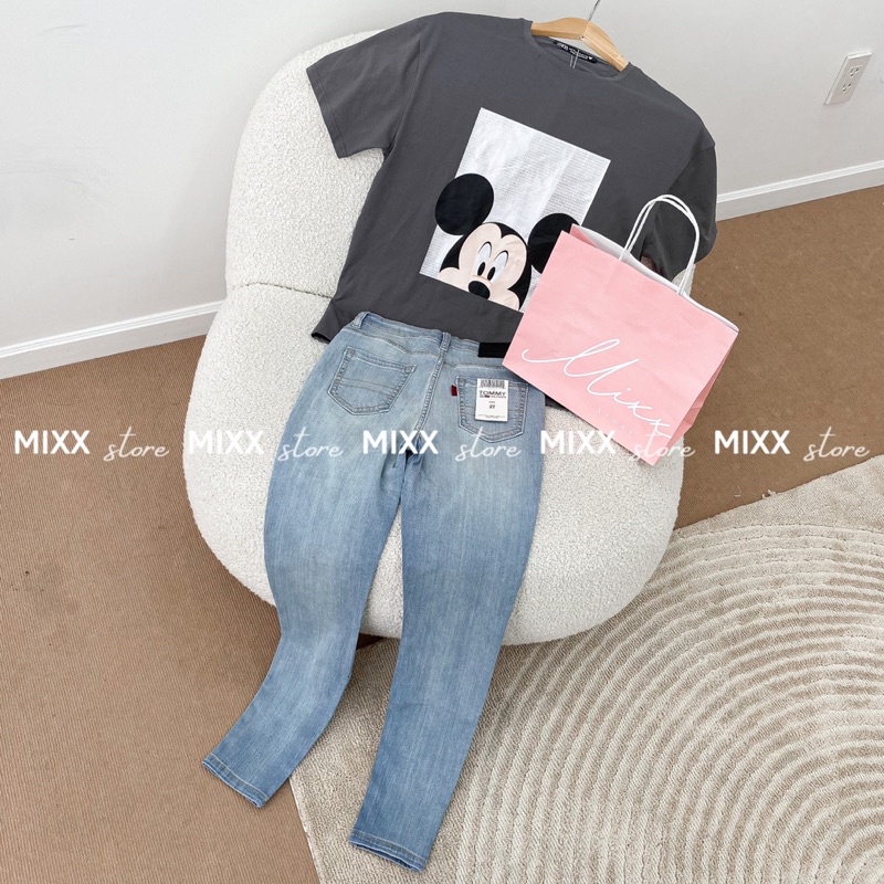 Quần Jean Nữ Skinny Lưng Cao TOMMÌ chất co giãn siêu thoải mái chất mịn mềm phom 9 tấc tôn dáng