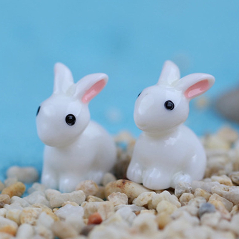 Tượng hình chú thỏ mini bằng nhựa resin dùng trang trí tiểu cảnh/ chậu hoa/ sân vườn/ nhà cửa