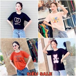 Áo thun nữ màu đen tay lỡ tay ngắn in hình,cổ tròn, chất cotton, form rộng freesize hàn quốc,áo phông nữ