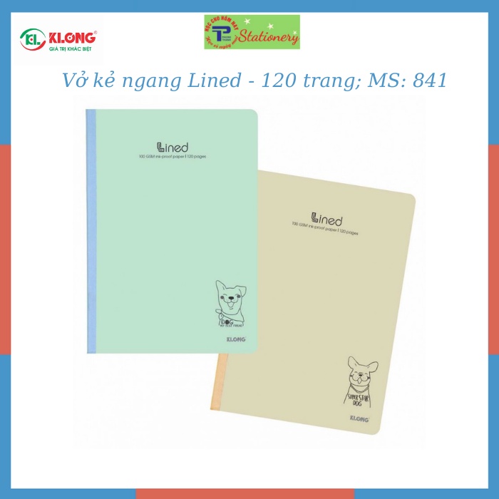 Vở Klong B5 80 trang,120 trang,200 trang kẻ ngang may dán gáy bìa màu Pastel, sổ Klong MS 840,841,842