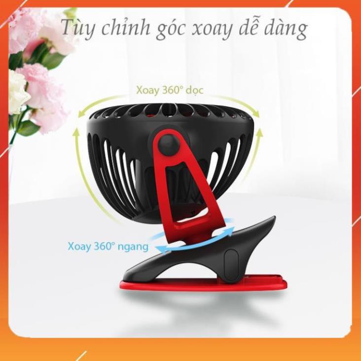 Quạt sạc YOOBAO F04 mini ✨Chính hãng xoay góc 720độ, 32 tiếng, đế kẹp đa năng hoặc đặt bàn - BH 6 tháng