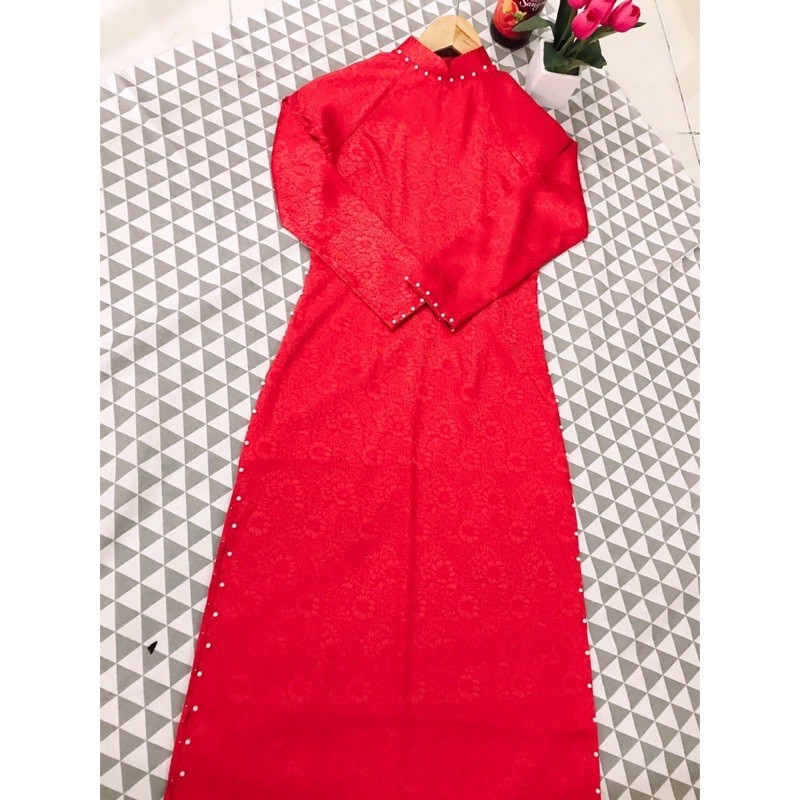 Áo Dài Gấm Tơ Tằm - Co Dãn - Bay Tà - Đủ Size - 1 Đổi 1