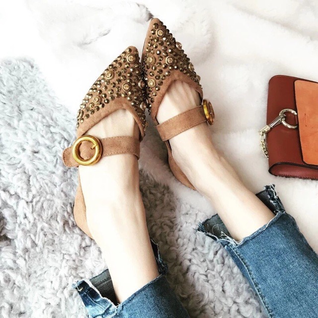 Giày búp bê đính đá quai ngang | BigBuy360 - bigbuy360.vn