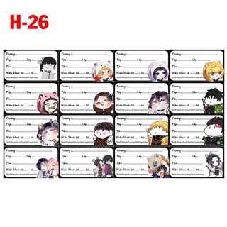 Nhãn dán anime Kimetsu no yaiba 16-32 nhãn khác nhau/ nhãn vở kimetsu no yaiba