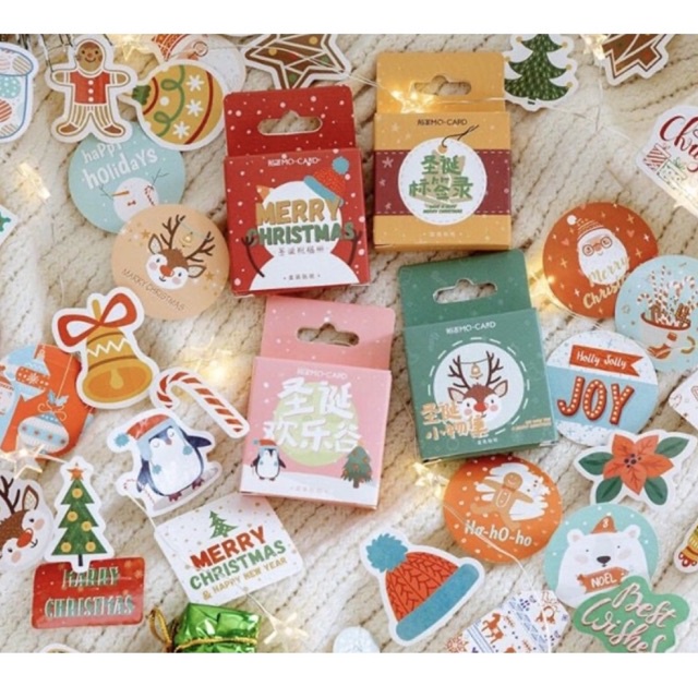 Hộp 45 hình dán trang trí giáng sinh noel