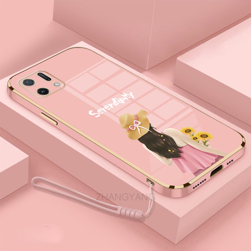 ốp lưng oppo a16k Ốp Điện Thoại TPU Silicon Viền Mạ Màu Hình Cô Gái Xinh Đẹp Cho oppo a16k