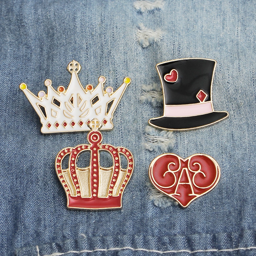 YOML✔Fashion Women Cartoon Hat Crown Love Heart Brooch Pin Enamel Party Jewelry Gift