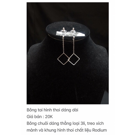 Bông tai hình thoi dài