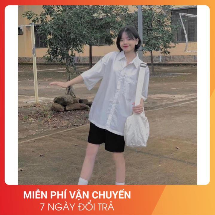 Áo Sơ Mi Trắng Tay Lỡ Hs 24AP Nữ [FREESHIP] 🌸 Thun kiểu form rộng học sinh, vintage cá tính rẻ đẹp Ulzzang 🌸 | BigBuy360 - bigbuy360.vn