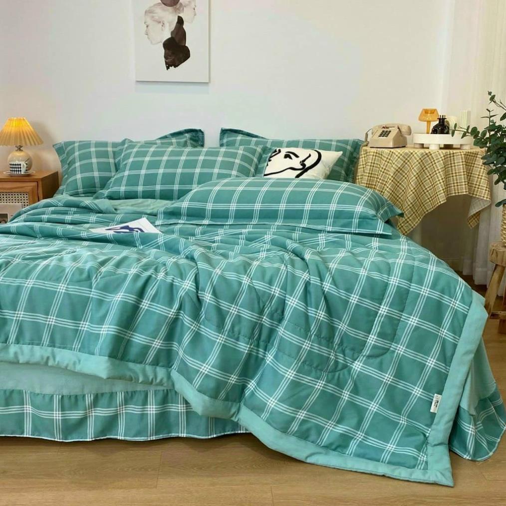 Set ga gối hè đũi kẻ 4 món, Bộ Cotton đũi Nhật Bản 4 món - Chăn trần bông hè thu [𝑴𝒐𝒎 𝑩𝒆𝒅𝒅𝒊𝒏𝒈 𝑺𝒉𝒐𝒑]