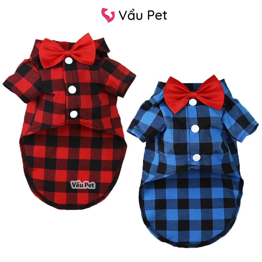 Áo cho chó mèo Sơ mi cổ nơ - Quần áo cho chó poodle, con, lớn, mèo, thú cưng Vẩu Pet Shop