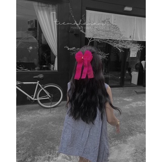 🎀 kẹp tóc nơ voan tiểu thư dài phối hạt -