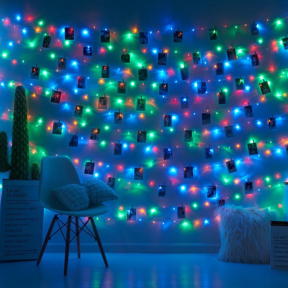 Dây Đèn Led Trang Trí Có Kẹp Gắn Hình Ảnh/Hình Ảnh/Hình Ảnh Treo Tường Không Dùng Pin