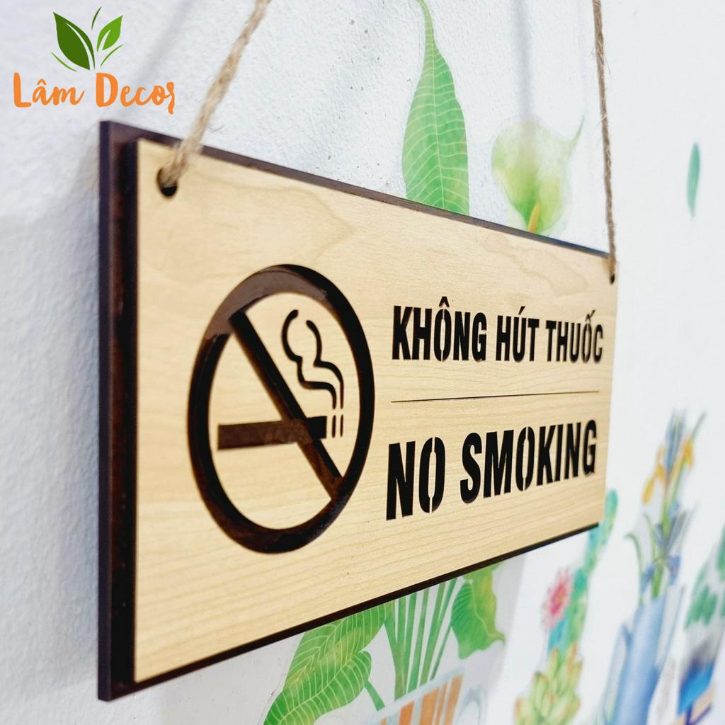 Bảng Gỗ Không Hút Thuốc Kèm Dây Treo, Bảng Treo Tường Cấm Hút Thuốc - No Smoking