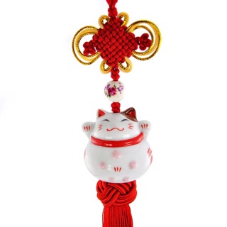 Mèo Sứ May Mắn Treo Xe - Trang Trí Phòng