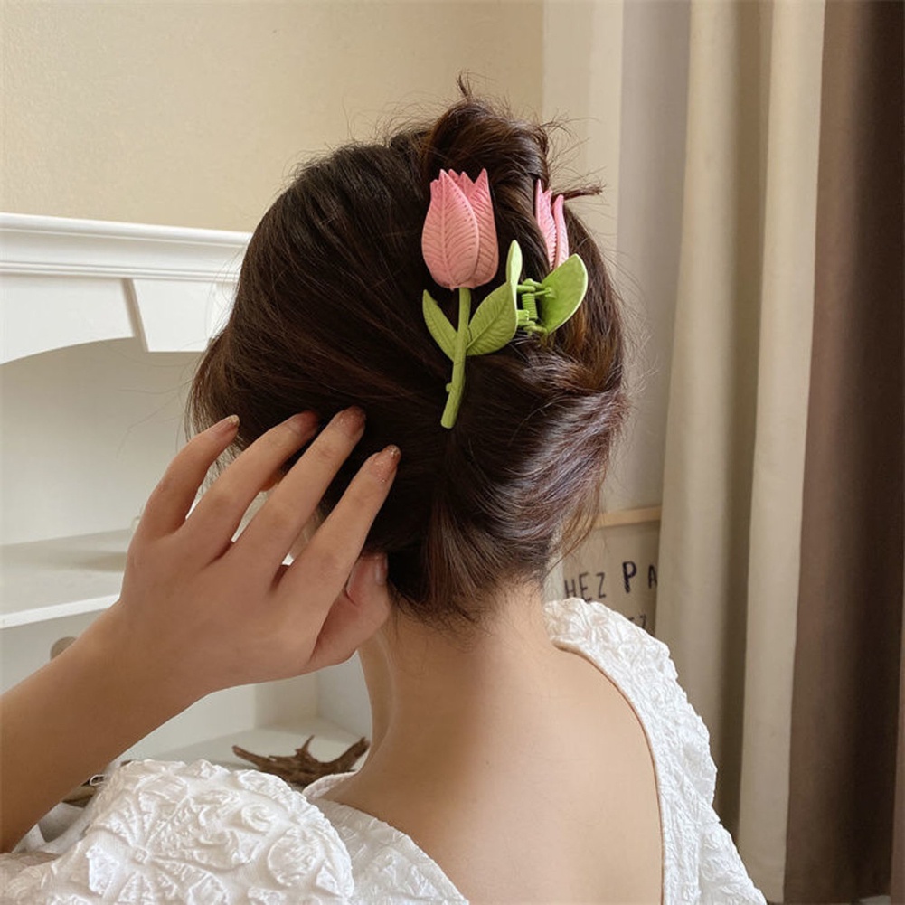 Hoa Tulip Tóc Móng Vuốt Kẹp Tóc Hoa Cho Nữ Cá Mập Kẹp Mũ Đội Đầu Trang Điểm Tắm Phụ Kiện Tóc