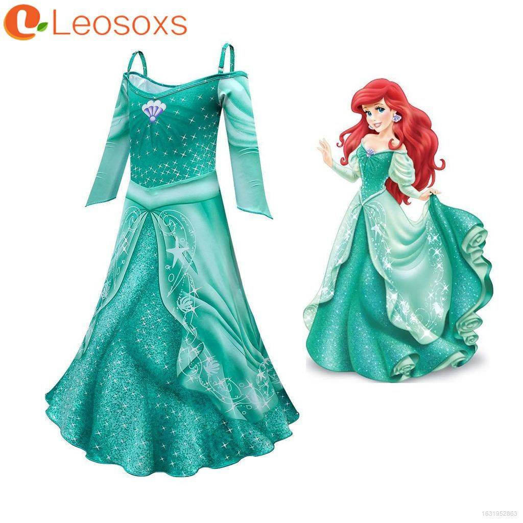 DISNEY Đầm hóa trang nàng tiên cá tay ngắn 100-140cm cho bé gái 3-8 tuổi