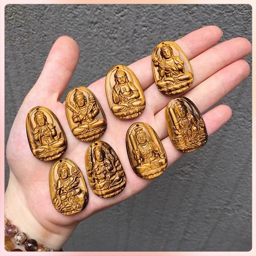 Phật Bản Mệnh Đá Phong Thủy Vàng Nâu Hợp Với Các Tuổi - Vòng Cổ Cho Nam,Nữ