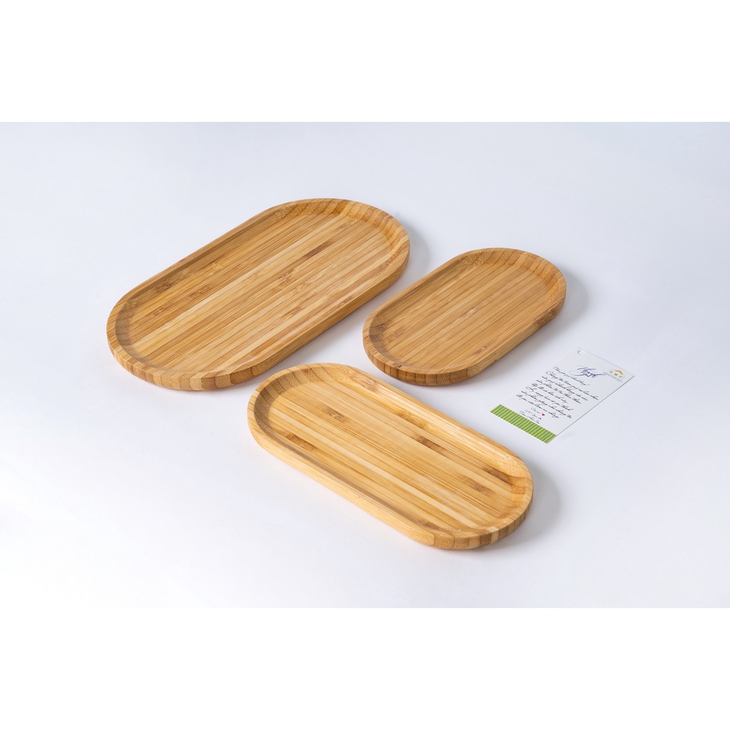 Khay Gỗ Tre Đựng Đồ Ăn, Đĩa Gỗ Tre Cao Cấp Chụp Ảnh Decor- SNF Bamboo and Craft