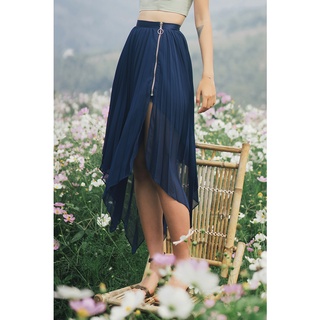 Graphé - RILEY navy skirt / Váy xoè xếp ly thiết kế xanh navy