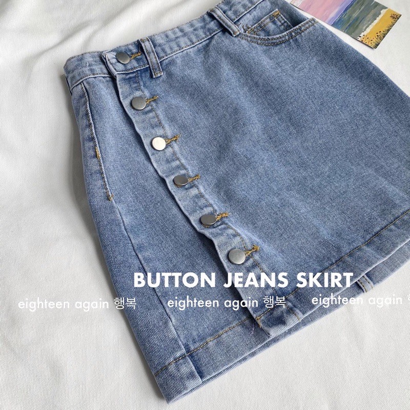 CHÂN VÁY JEANS PHỐI NÚT