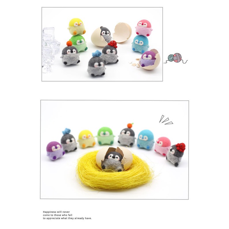 Len Chọc Handmade, Bộ Kit Len Chọc Biệt Đội Chim Cánh Cụt