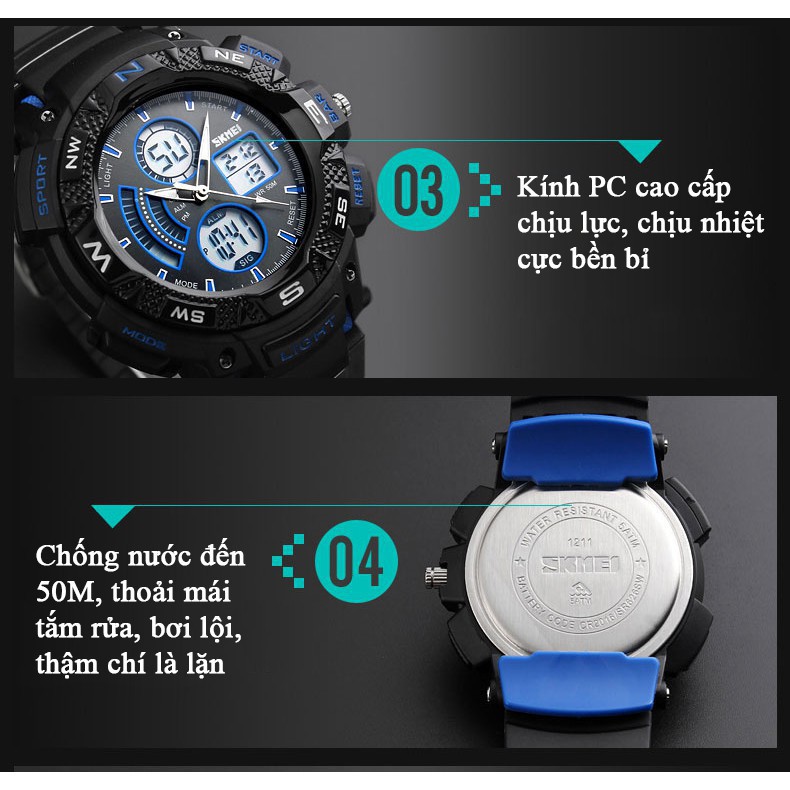 Đồng hồ thể thao nam điện tử thể thao đa chức năng SKMEI BW026 - SK1211 siêu bền siêu đẹp chống nước 3ATM chống xước | BigBuy360 - bigbuy360.vn