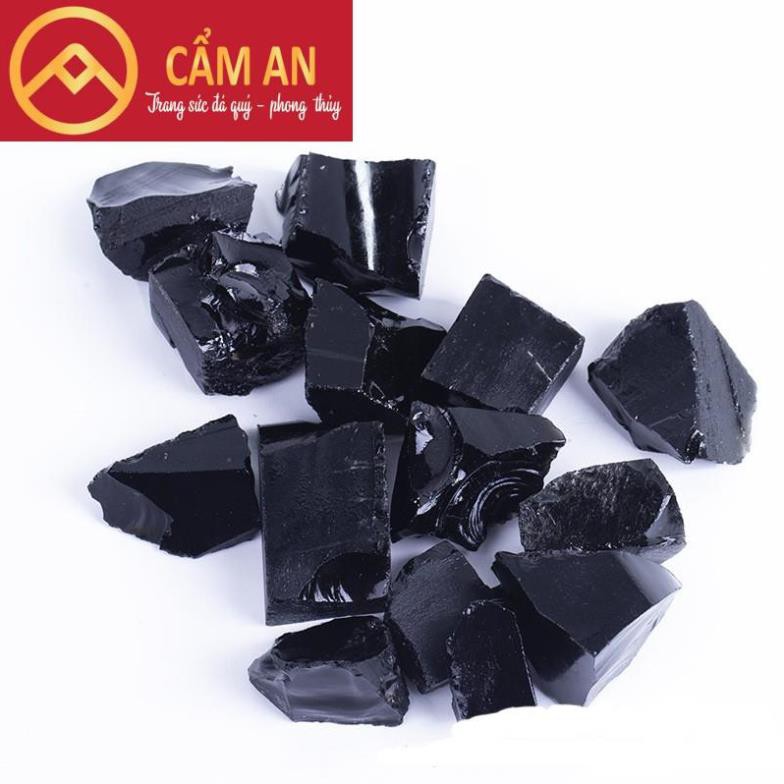 Đá thô thanh tẩy Obsidian 10,2 black crystal chơi tarot , phong thủy