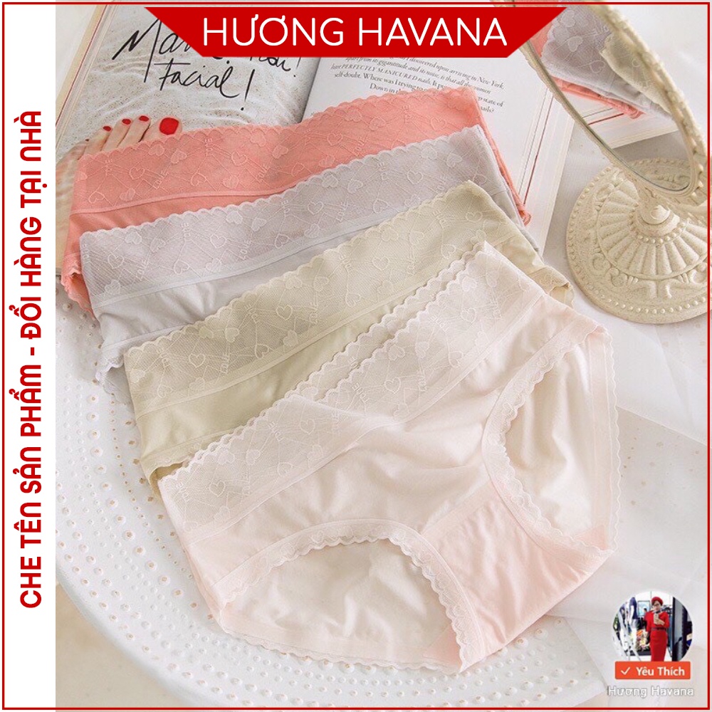 Quần lót nữ lụa băng - quần chip nữ tàng hình cạp ren họa tiết tim - có bigsize - mã FLQ44