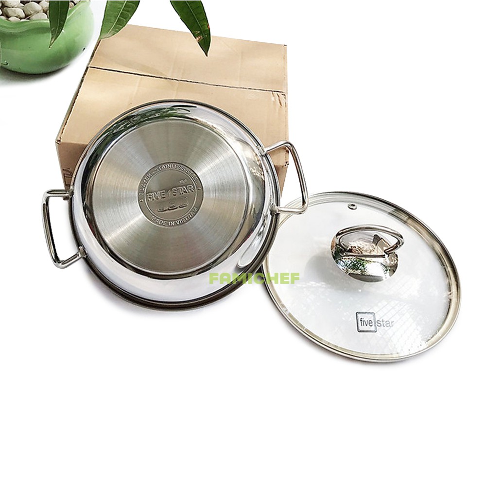 Nồi kho cá inox chống dính 3 đáy FiveStar FSN22IN001 22cm