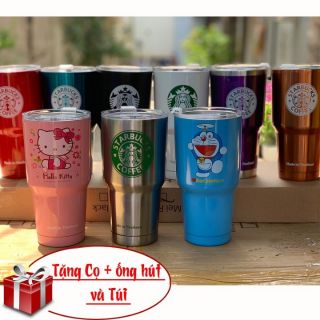 Ly Giữ Nhiệt Cao Cấp Tặng Kèm Ống Hút inox + Nắp Chống Tràn + Túi Giữ Nhiệt + Cọ Rửa kt k