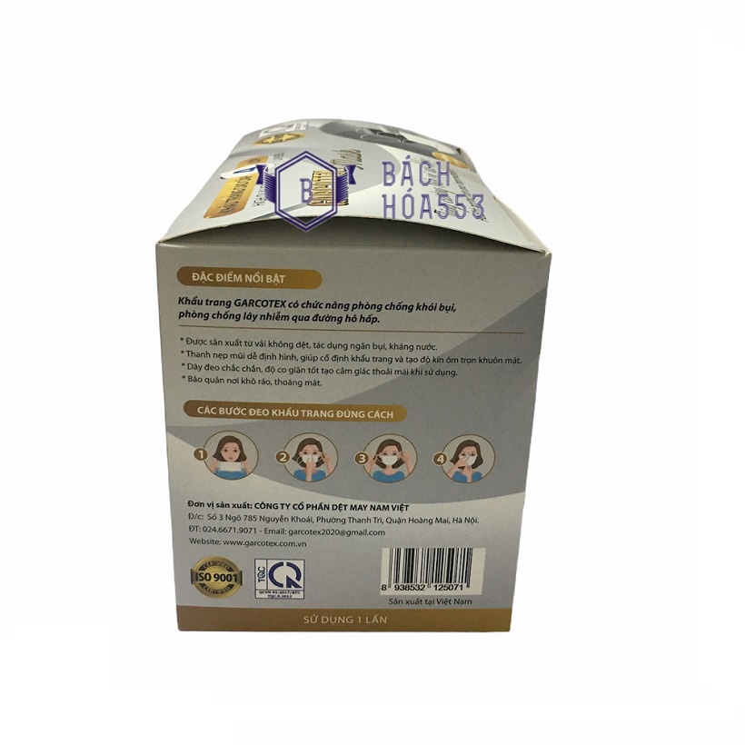 Hộp 50 chiếc khẩu trang cao cấp 4 lớp Garcotex Mask