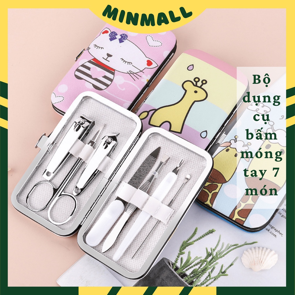 Bộ dụng cụ bấm móng tay 7 món hoạt tiết dễ thương