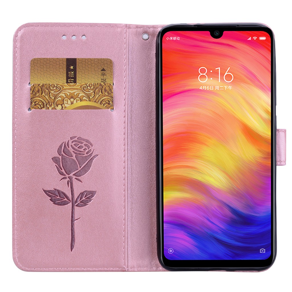 Bao da điện thoại dập họa tiết hoa hồng cho Xiaomi Redmi Note 7 Redmi 7 7A 6 6A 6Pro Xiaomi Redmi Note 6 Pro 5 S2 K20