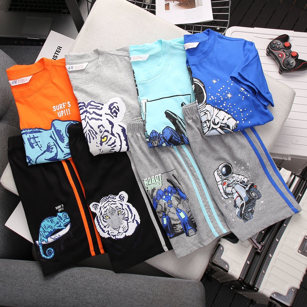 Đồ Bộ Bé Trai Size Đại Set Bộ Trẻ Em Chất Cotton Mền Mại, Họa Tiết in 22kg - 45kg 5 - 14 tuổi - STHD