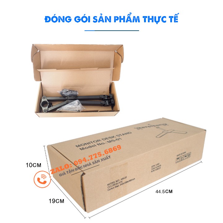 Giá Treo Hai Màn Hình Máy Tính Đặt Bàn - Tay Đỡ 2 Màn Hình Để Bàn - Model: M042 - Hỗ Trợ Màn 17 - 27 Inch - Xoay 360 Độ