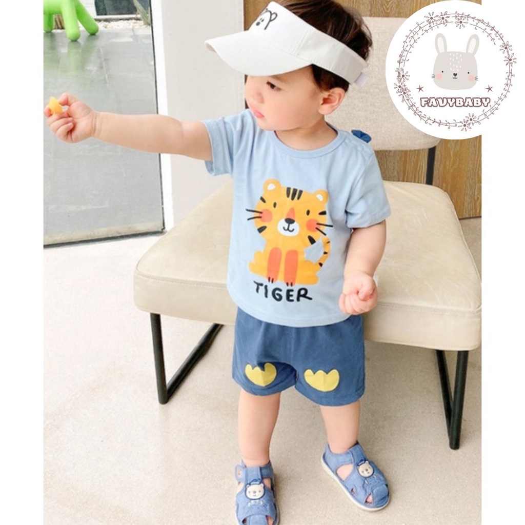Bộ MINKY MOM Tay Ngắn Bé Trai Bé Gái 8-20kg Cộc Tay Vải COTTON Đẹp Mịn Co Giãn Bé 1 2 3 4 5 Tuổi Mèo Hổ Sư Tử - Favybaby