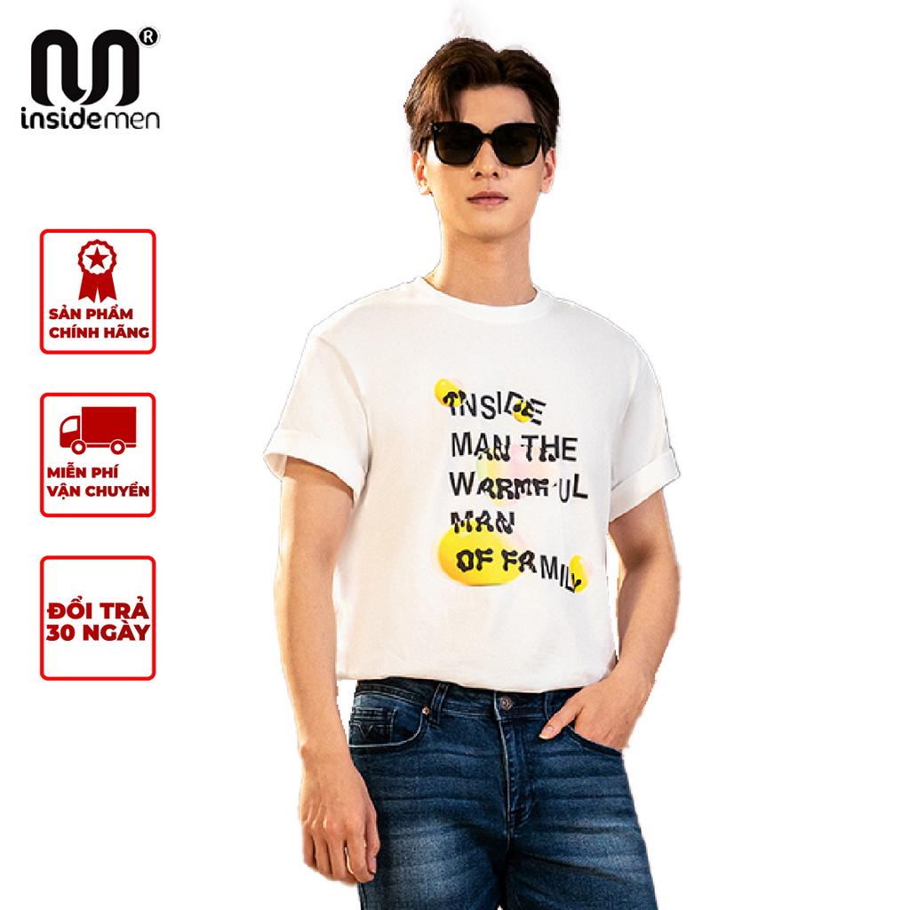 Áo phông nam INSIDEMEN Trend unisex cổ tròn họa tiết chất liệu mềm mịn thoáng mát co dãn 2 chiều ITS024S3