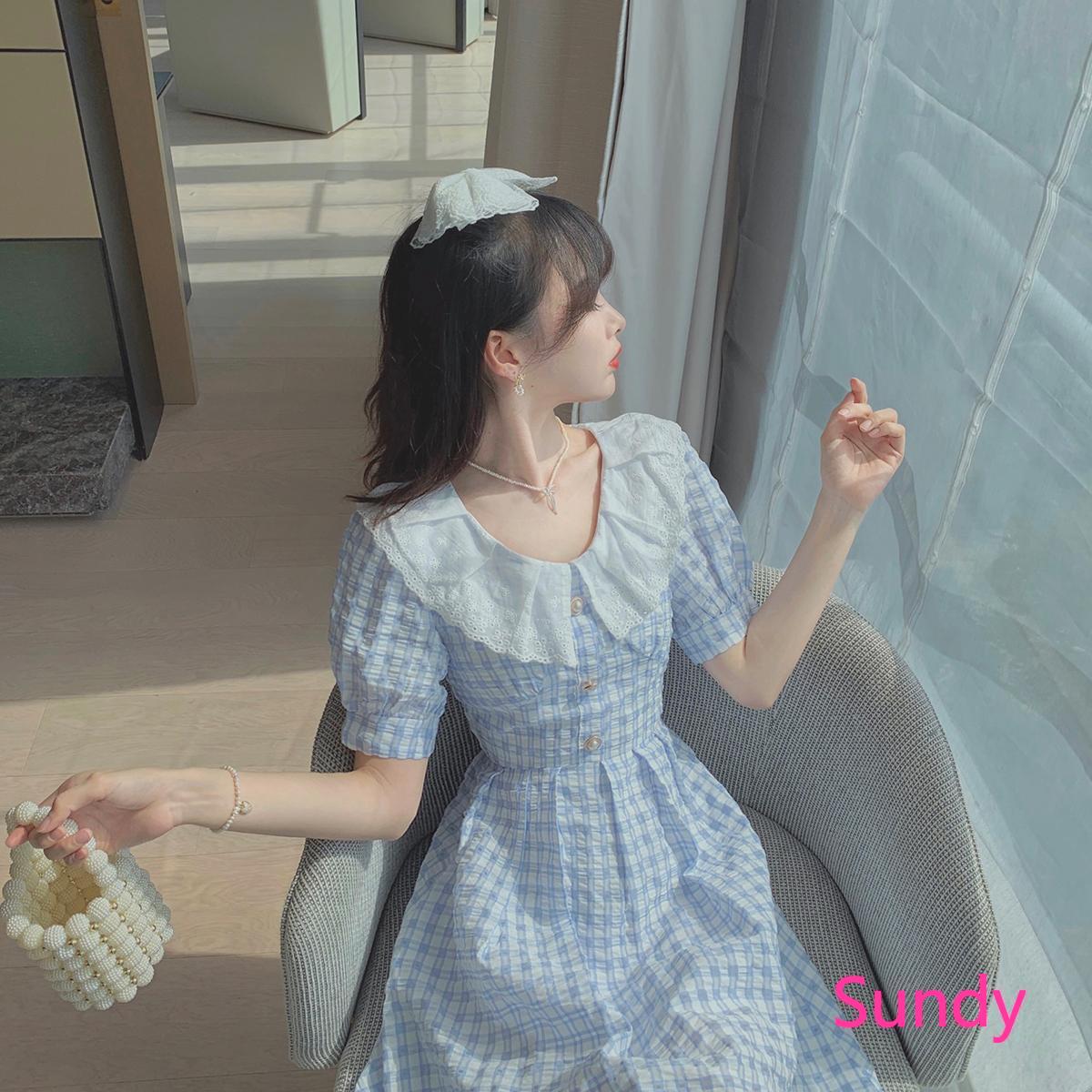 Đầm Ca Rô Cổ Búp Bê Xinh Xắn Theo Phong Cách Mùa Hè Dành Cho Nữ | BigBuy360 - bigbuy360.vn