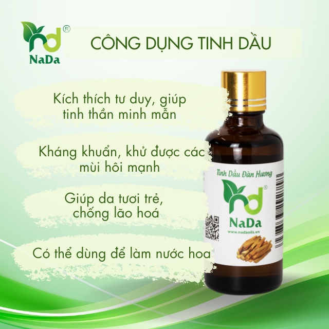 Tinh dầu Đàn Hương nguyên chất Nada | Kiểm định QT3 | Giảm lo âu, tập trung, dưỡng da, hỗ trợ thiền.